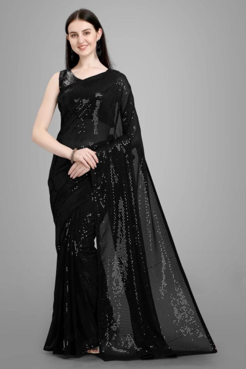 Trendy Sequins Work Georgette Saree(PL)